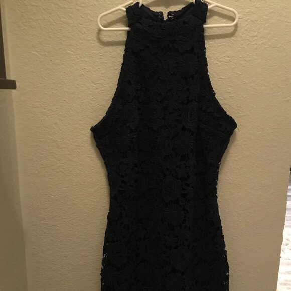 LULUS Love Poem Navy Blue Lace Mini Dress SIZE M - Picture 3 of 5